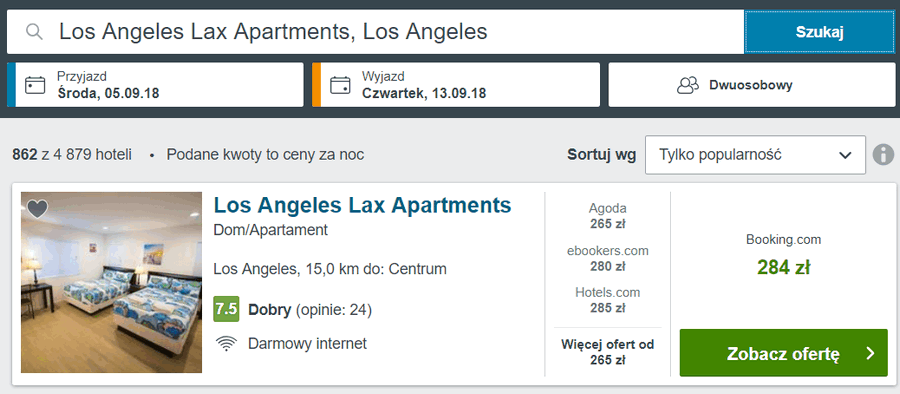 spanie w los angeles