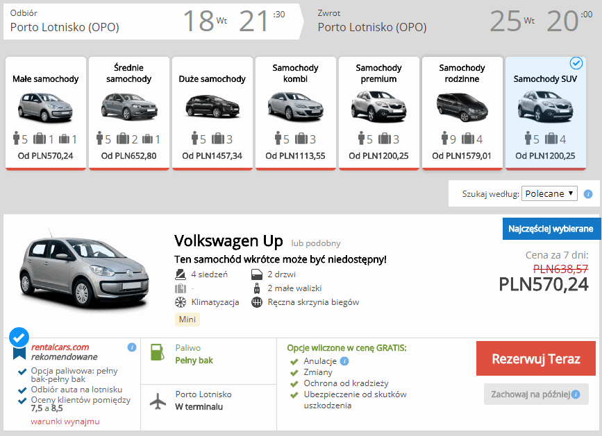 wynajem auta porto
