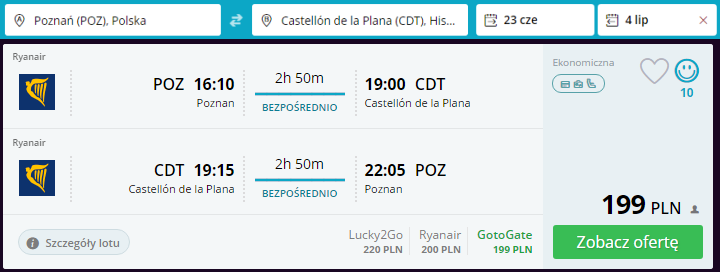 Rezerwacja przelotów z Poznania do Castellon