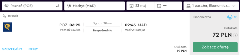 zarezerwuj lot do madrytu