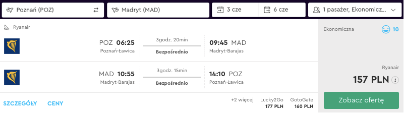 zarezerwuj lot do madrytu
