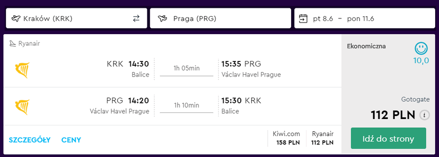 loty do pragi na weekend