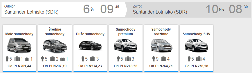 wynajem auta santander