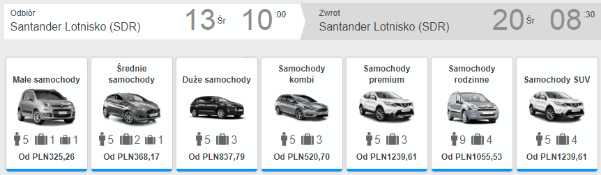 wynajem auta santander