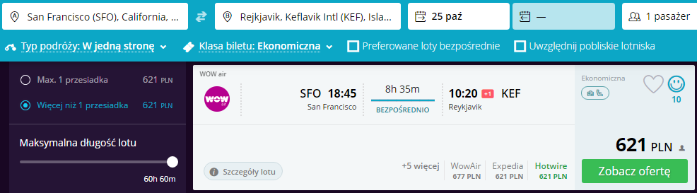 Rezerwacja przelotów do Reykjaviku
