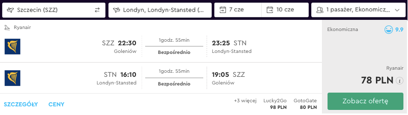 zarezerwuj lot do londynu