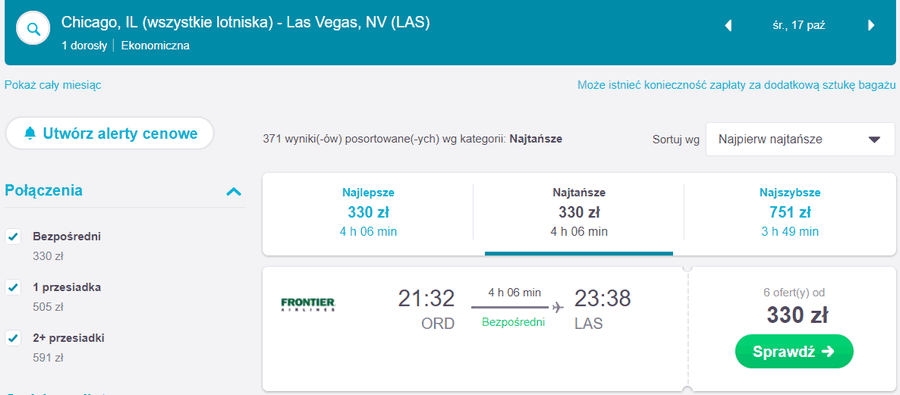 las vegas tanie loty