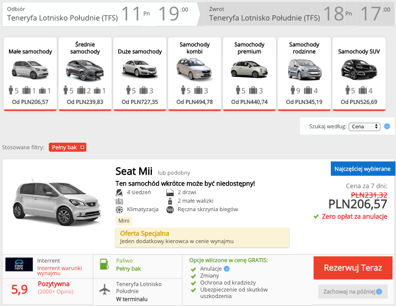 zarezerwuj auto na teneryfie