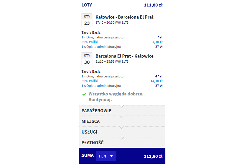 barcelona loty