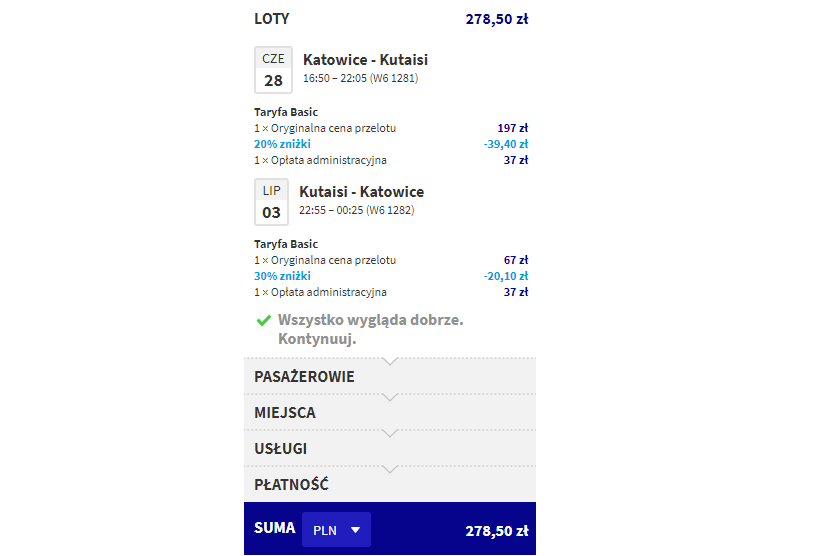 gruzja loty