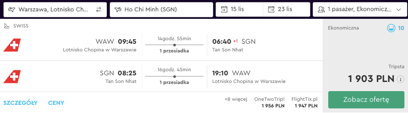 zarezerwuj lot do ho chi minh