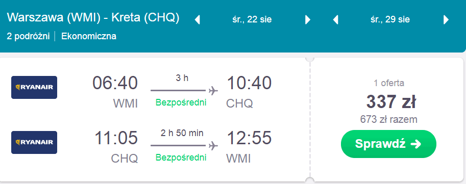 rezerwacja lotów z warszawy na kretę