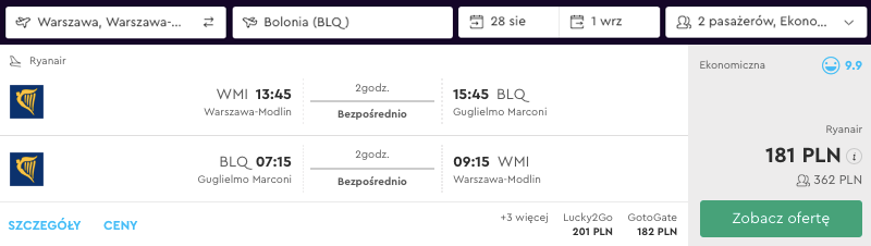 zarezerwuj lot do bolonii