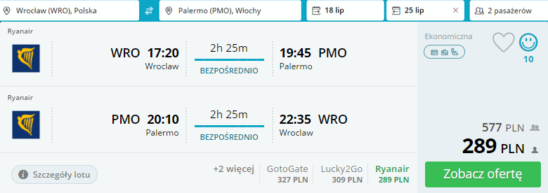 rezerwacja lotów z wrocławia do palermo