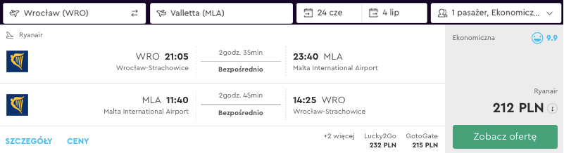 zarezerwuj lot na malte