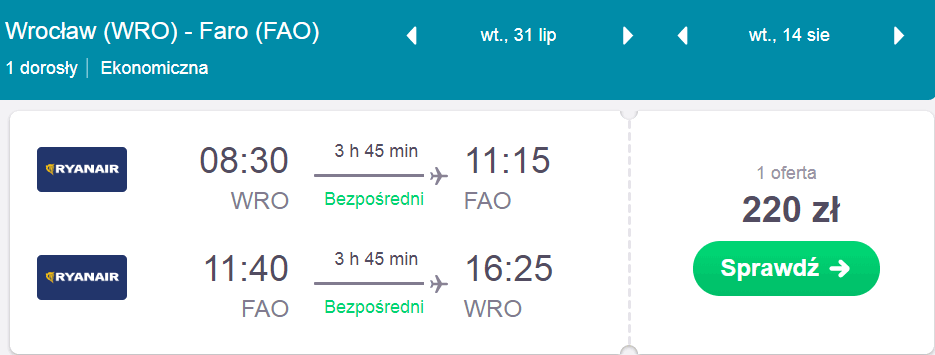 rezerwacja lotów z wrocławia do faro