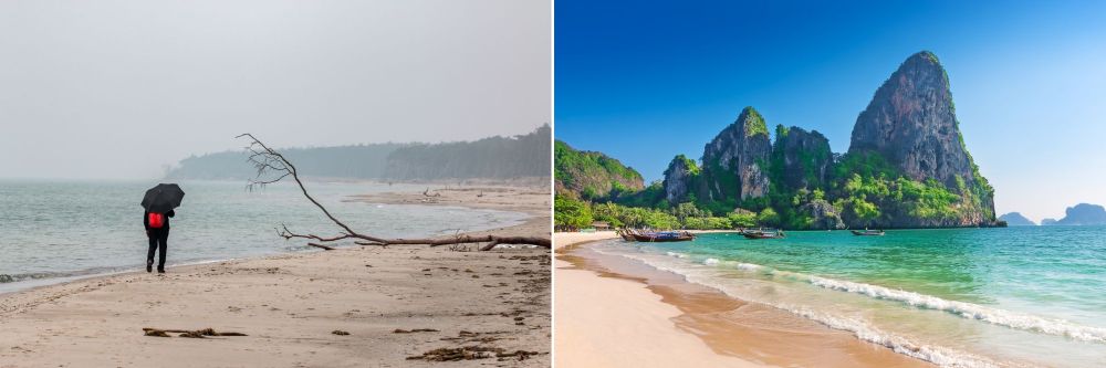 Plaża w Polsce i w Tajlandii