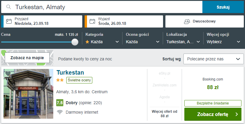 Rezerwacja obiektu w Ałmatach