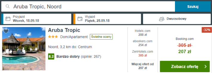 Rezerwacja obiektu na Arubie