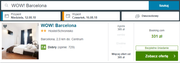 Rezerwacja obiektu w Barcelonie