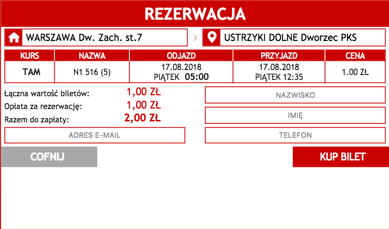 kup bilet za 1 pln
