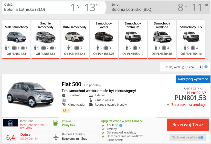 zarezerwuj auto w bolonii
