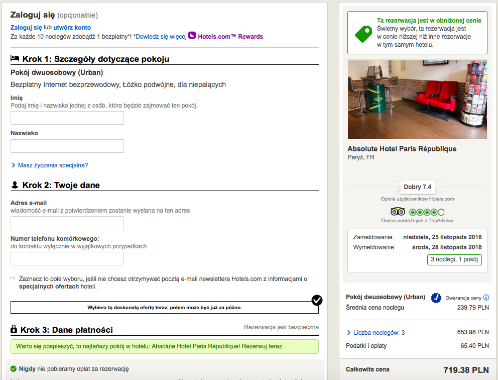 zarezerwuj hotel w paryzu