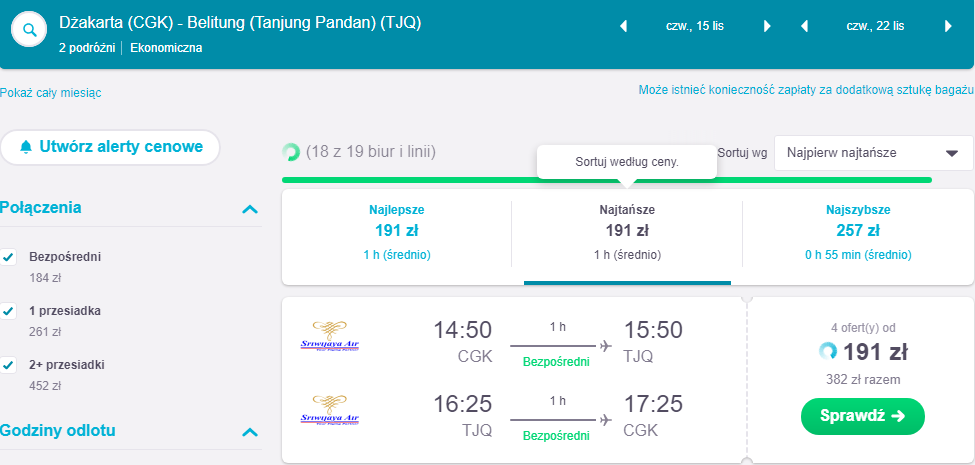 Rezerwacja przelotów na Belitung