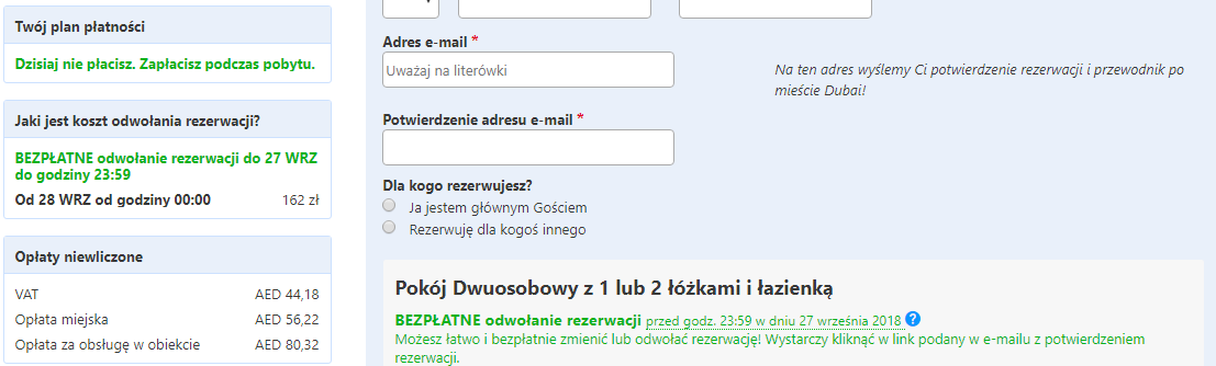 Rezerwacja obiektu w Dubaju