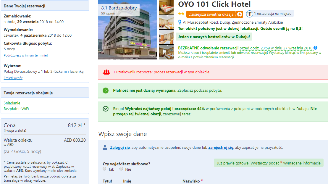 Rezerwacja obiektu w Dubaju