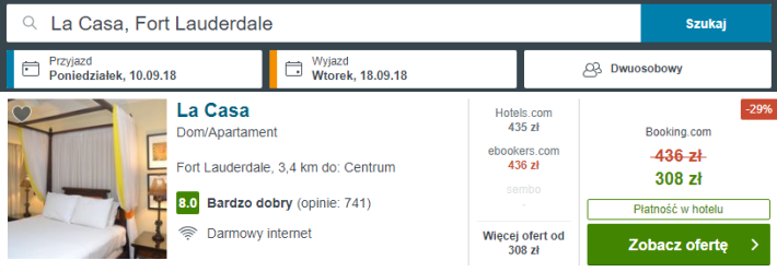 Rezerwacja obiektu na Florydzie