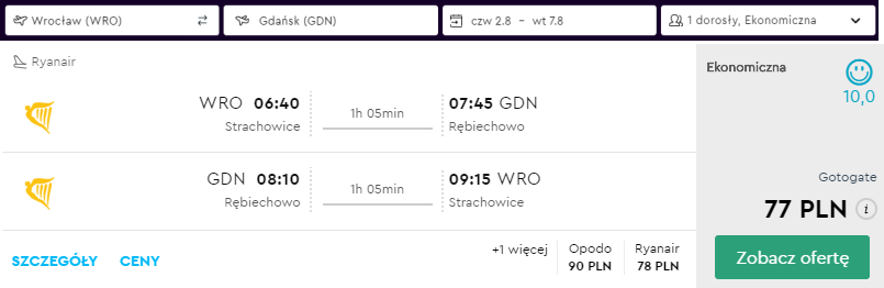 loty do gdańska