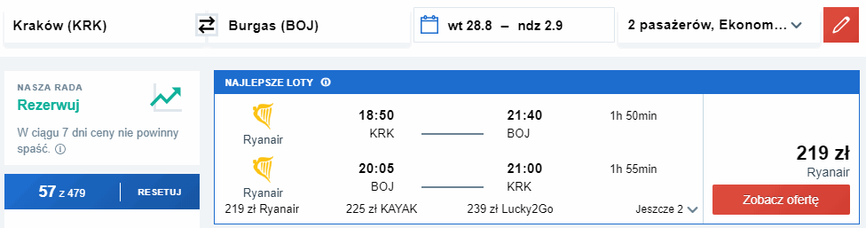 rezerwacja lotów z krakowa do burgas