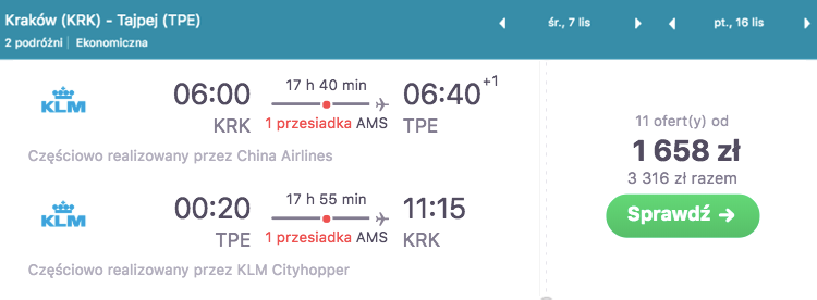 zarezerwuj lot do tajpej