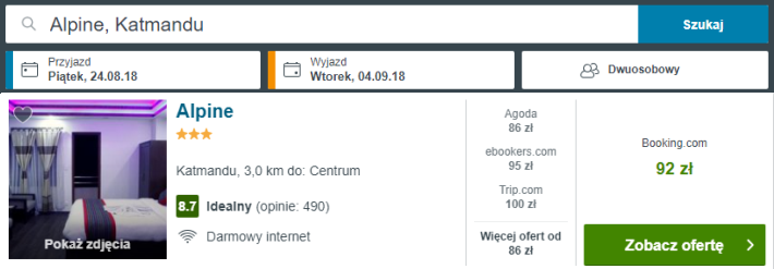 Rezerwacja obiektu w Katmandu