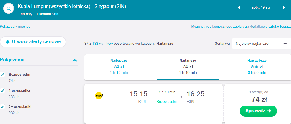 Rezerwacja przelotów do Singapuru