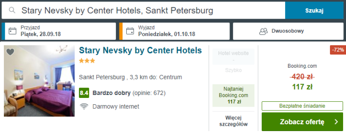 Rezerwacja obiektu w Petersburgu