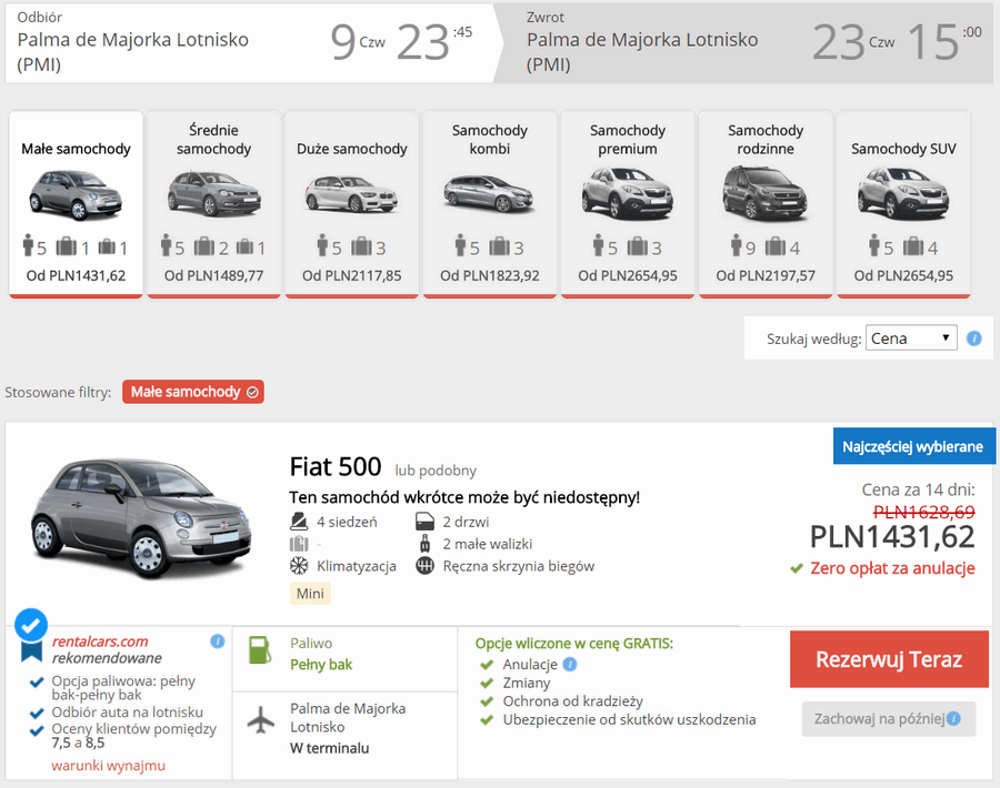 auto na majorce w sezonie