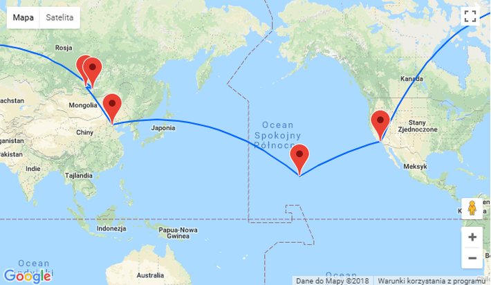 mapa przelotów