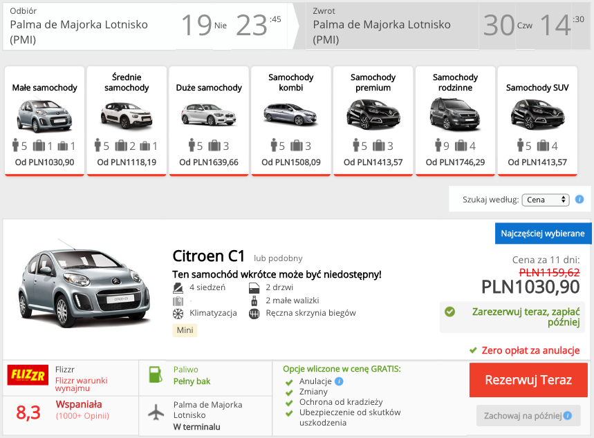 zarezerwuj auto na majorce