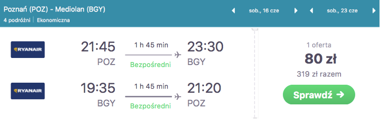 zarezerwuj lot do bergamo