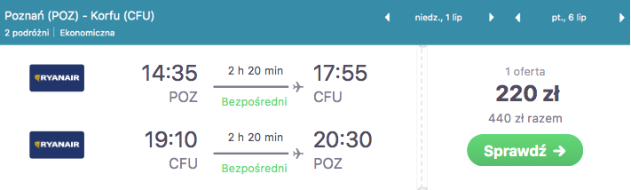 zarezerwuj loty na korfu