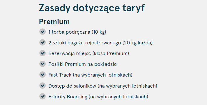taryfa premium Norwegian
