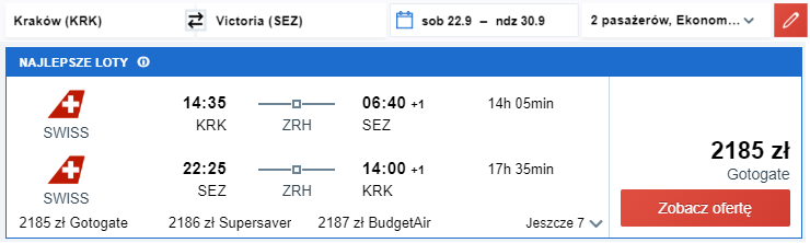 Seszele loty