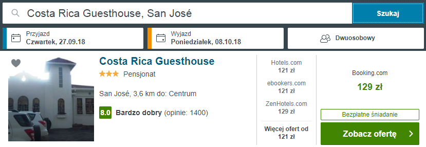 kostaryka noclegi