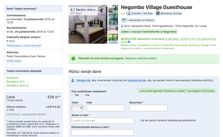 noclegi na sri lance