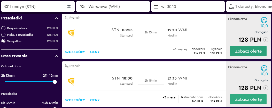 Rezerwacja przelotów do Warszawy