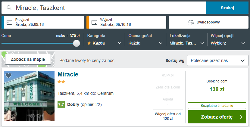 Rezerwacja obiektu w Taszkencie