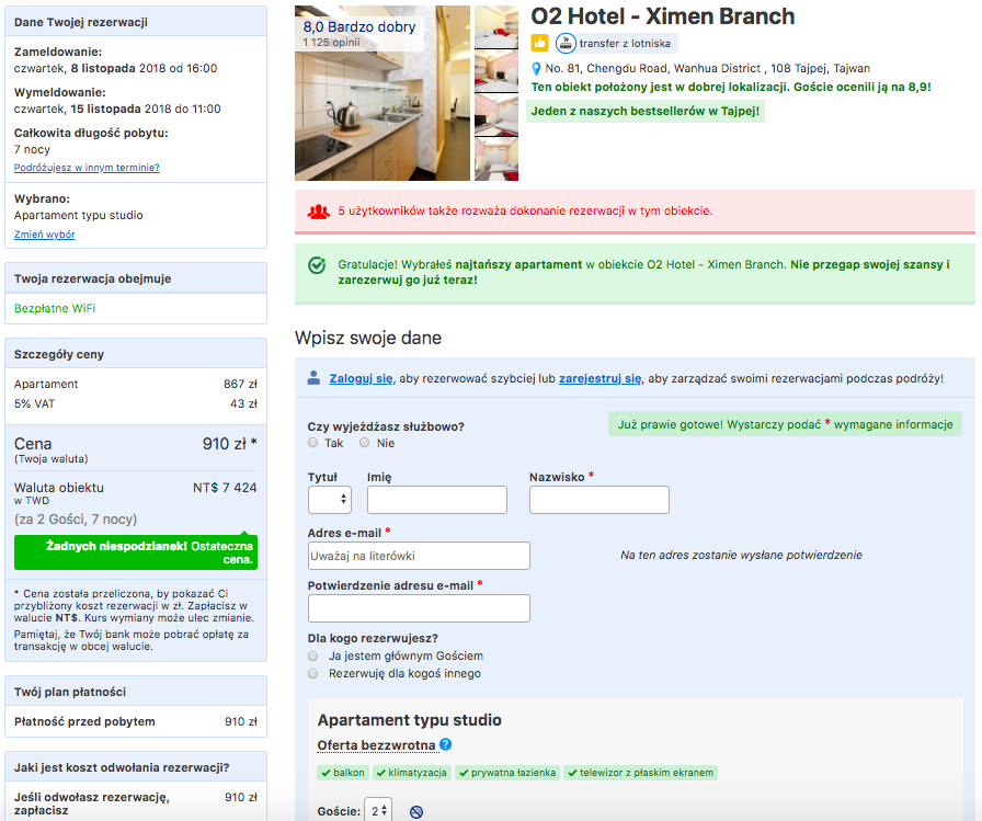 zarezerwuj hotel w tajpej