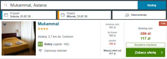 Rezerwacja obiektu w Astanie